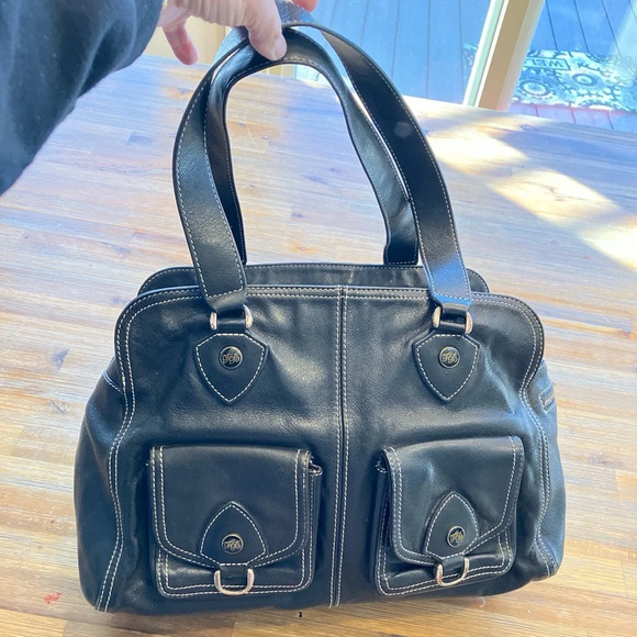 Ted‎ Baker black leather satchel bag with white stitching. Excellent condition. - Picture 1 of 8